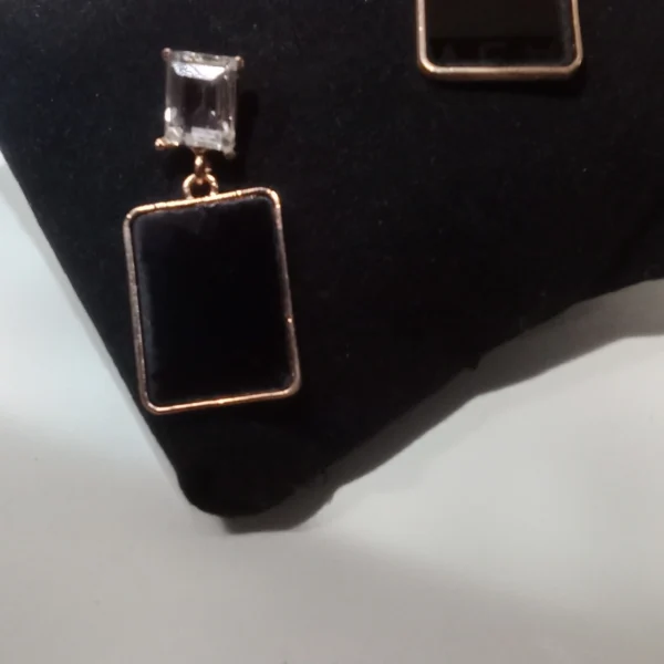 gold square drop earrings