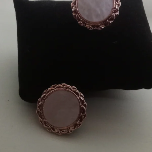 Rose Gold Round Stone Stud Earrings