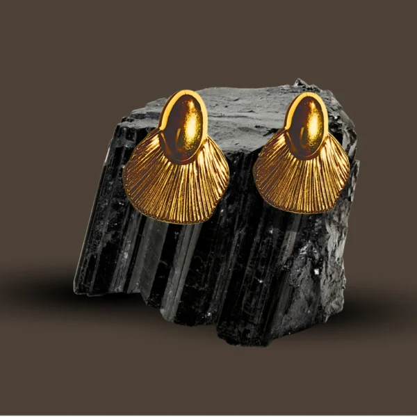 golden aura fan stud earrings