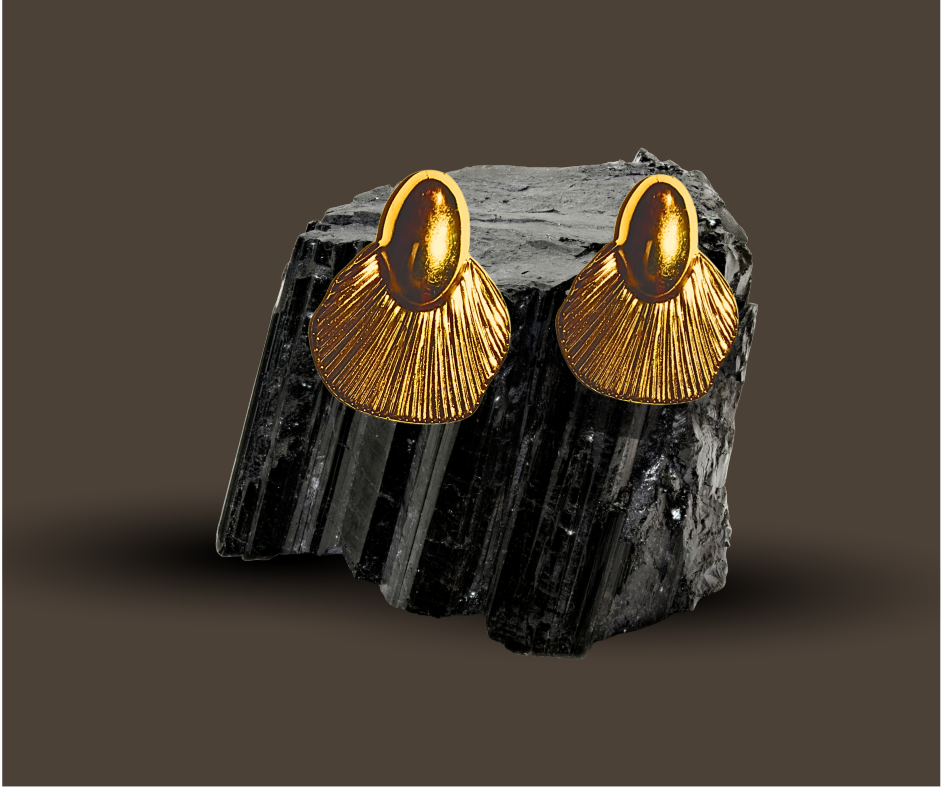 golden aura fan stud earrings golden aura fan stud earrings