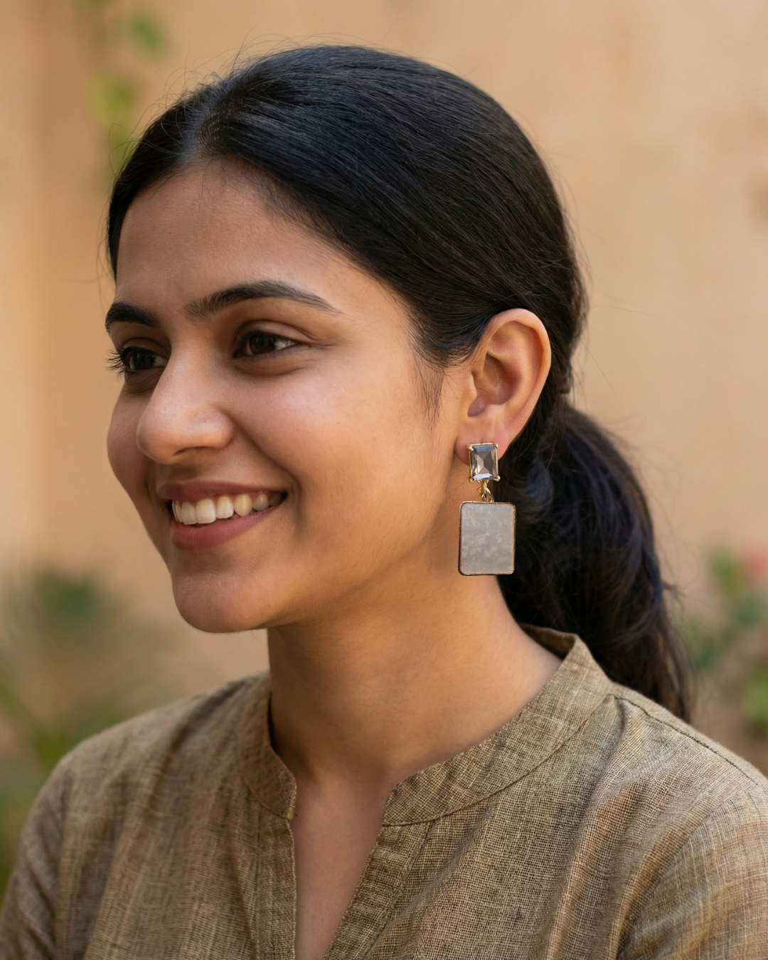 grey stone rectangle drop earrings grey stone rectangle drop earrings
