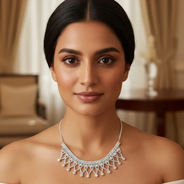 Home crystal fringe necklace