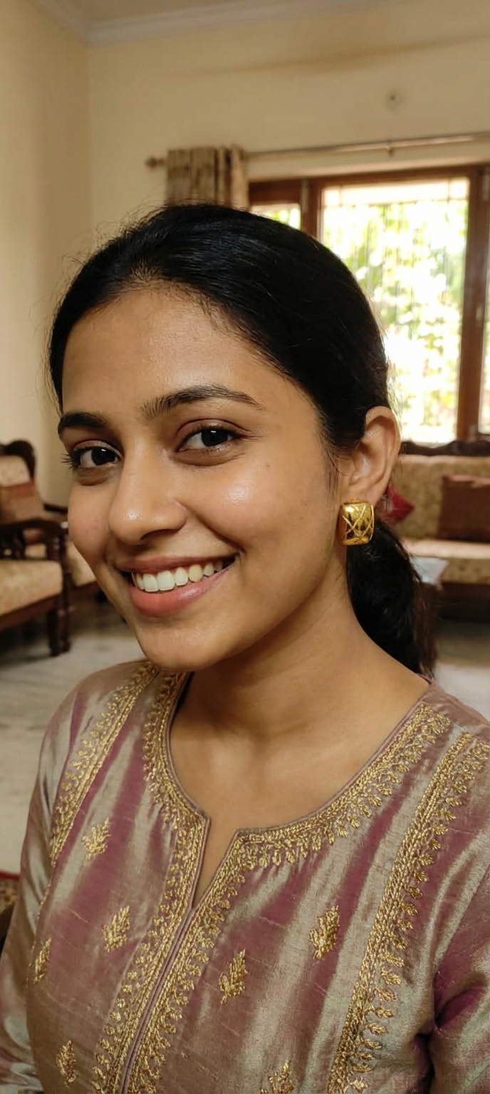 b_wearing_this_earring (1) Luxury Gold Quilted Square Stud Earrings - Image 2