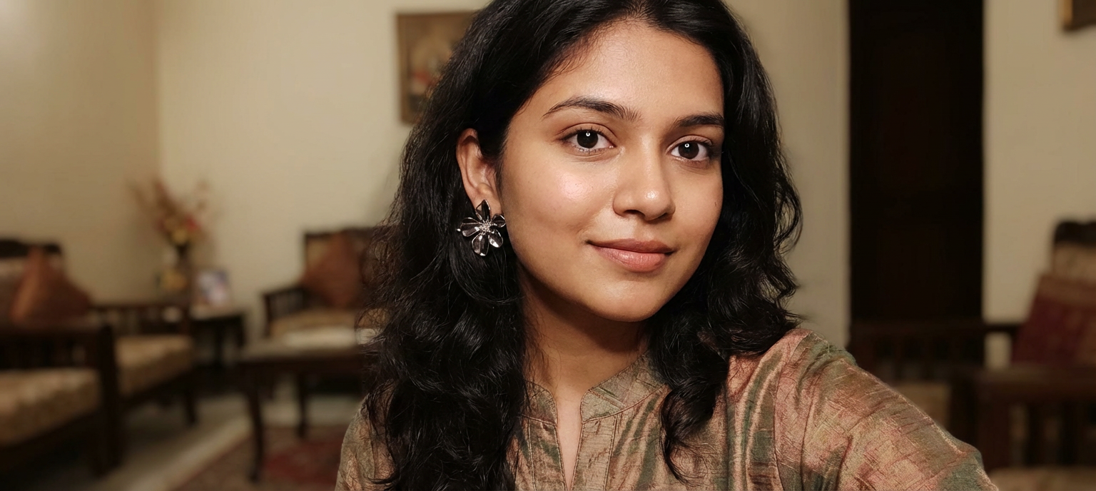 b_wearing_this_earring Silver Bloom Floral Stud Earrings - Image 3