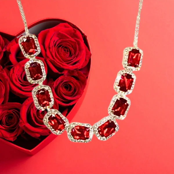 Home ruby look artificial stone necklace