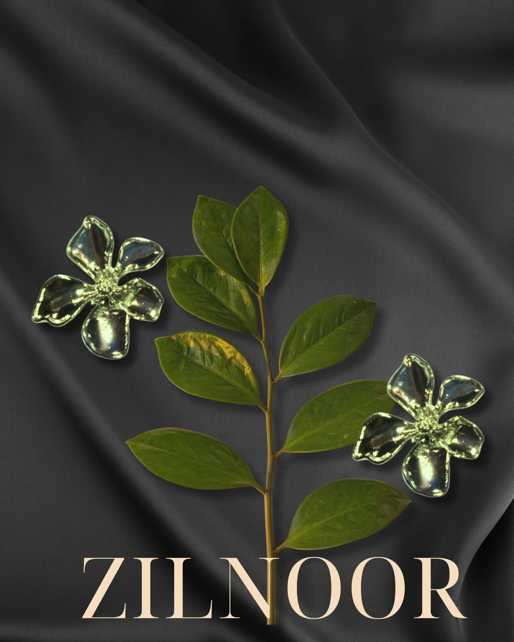 zilnoor (7) Silver Bloom Floral Stud Earrings