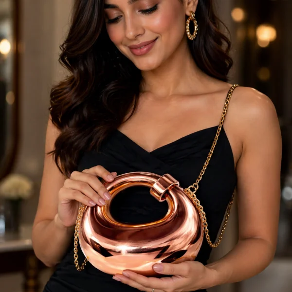 Gold Luxe Oval Clutch Bag